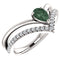 Chatham Created Alexandrite Pear and Diamond Chevron Rhodium-Plated 14k White Gold Ring (.145 Ctw, G-H Color, I1 Clarity), Size 6