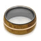 Bamboo 14k Rose Gold Pinstripe 9mm Comfort-Fit Titanium Wedding Band