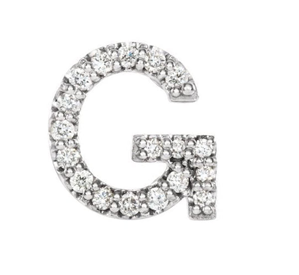Rhodium-Plated 14k White Gold Diamond Letter 'G' Initial Stud Earring (Single Earring) (.06 Ctw, GH Color, I1 Clarity)