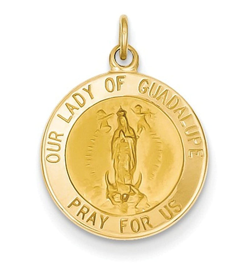 14k Yellow Gold Our Lady Of Guadalupe Medal Charm (21X15MM)