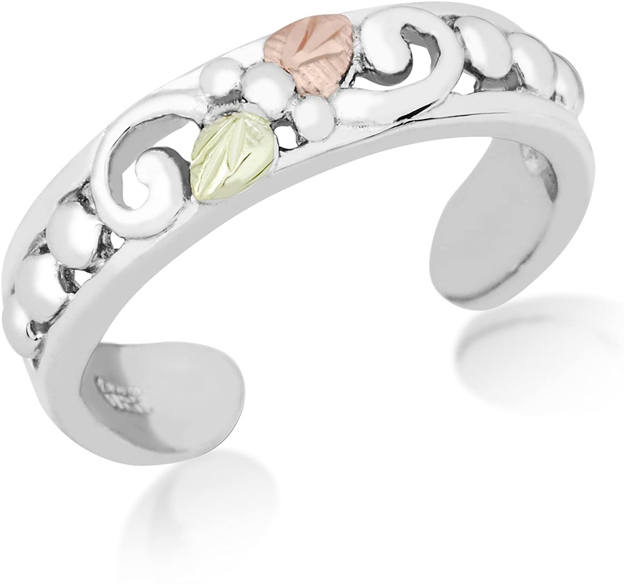 Ave 369 Black Hills Gold Toe Ring, Sterling Silver, 12k Green Gold and 12k Rose Gold