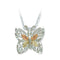 Diamond-Cut Butterfly Pendant Necklace, Sterling Silver, 12k Green and Rose Gold Black Hills Gold Motif, 18"