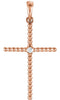Diamond Beaded Cross 14k Rose Gold Pendant (.03 Ct, G-H Color, I1 Clarity)