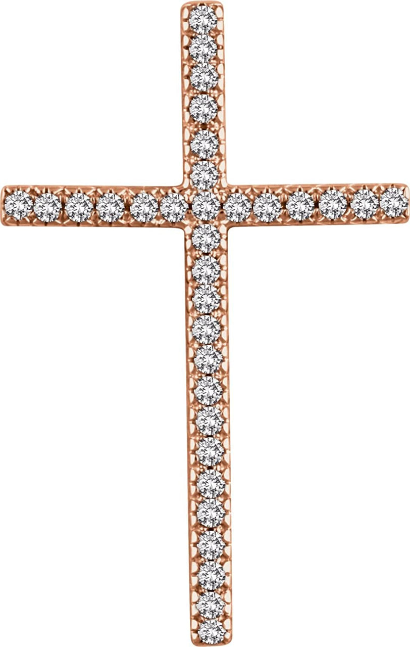 Diamond Latin Cross Pendant, 14k Rose Gold (.5 Ctw, H+ Color, I1 Clarity)
