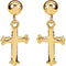 Girl's Apostles' Cross Dangle Earrings, 14k Yellow Gold (11x8MM)