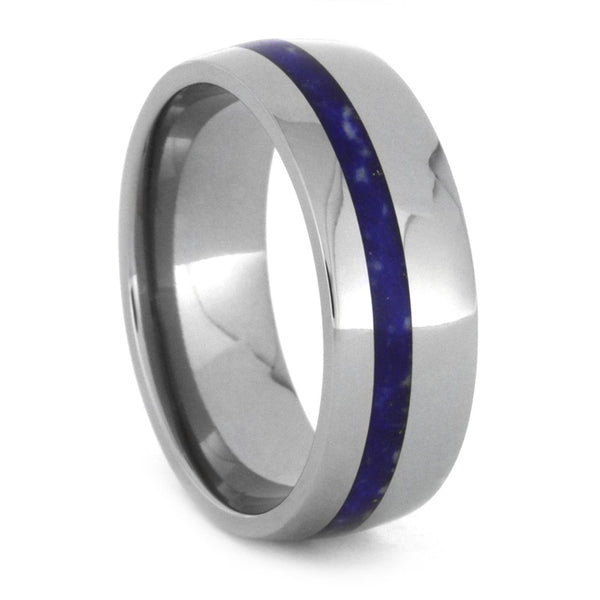 Lapis Lazuli Inlay 8mm Comfort-Fit Titanium Wedding Band