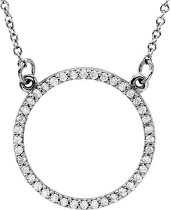 Petite Diamond Circle Pendant 14k White Gold Necklace, 16" (1/6 Cttw)