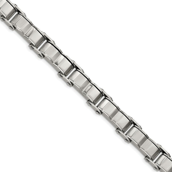 Men's Polished and Brushed Stainless Steel Back Bracelet, 8"
