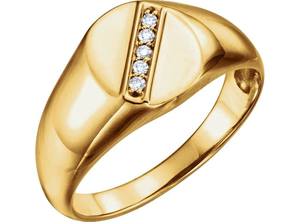 Men's 14k Yellow Gold Diamond Journey Ring (.08 Ctw, G-H Color, I1 Clarity) Size 12.25