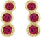 Chatham Created Ruby Three-Stone Ear Climbers, 14k Yellow Gold