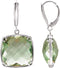 Two-Sided 31.5 Ctw Checkerboard Green Quartz Antique Cushion Sterling Silver Earrings