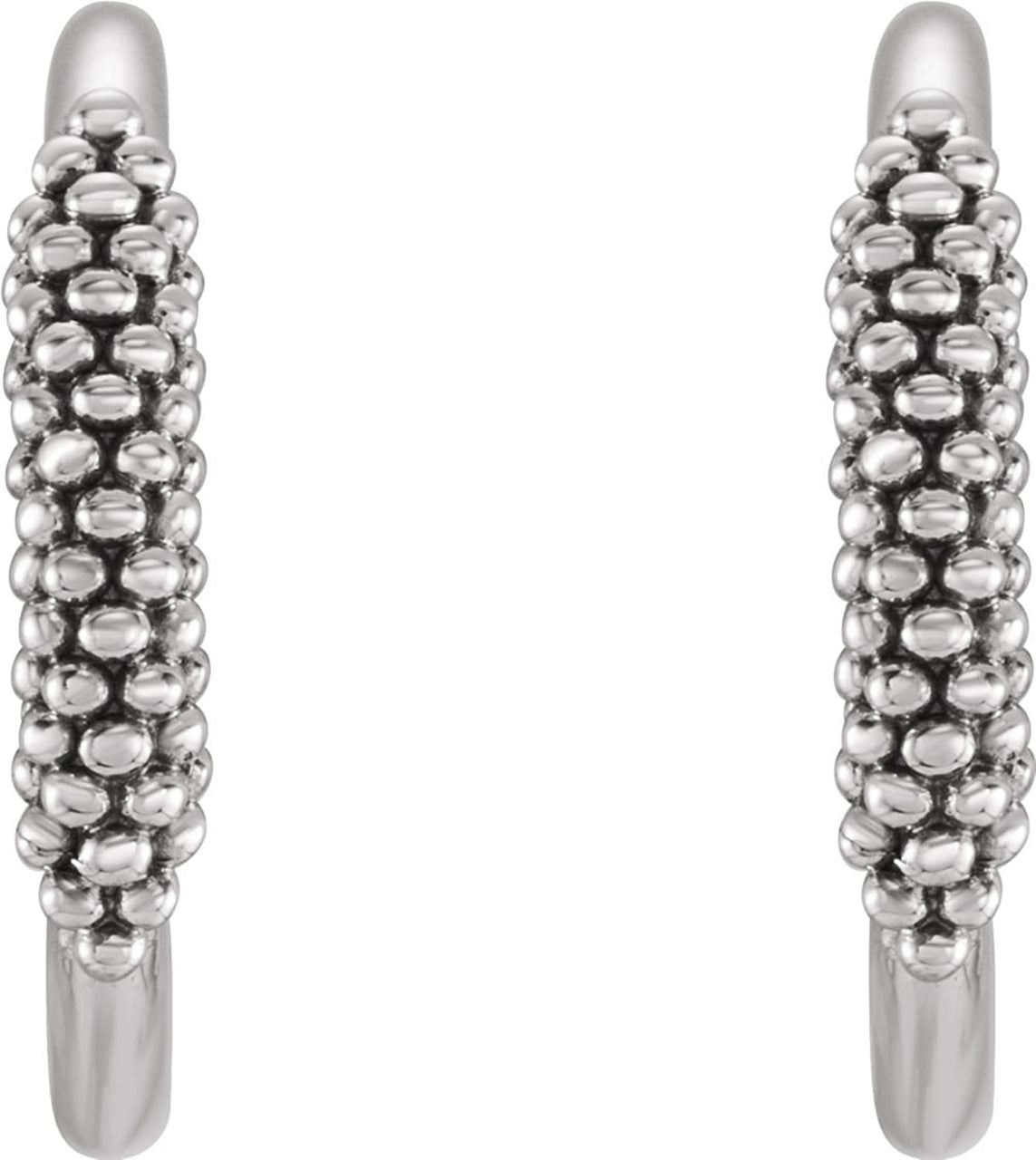 Platinum Beaded J-Hoop Earrings