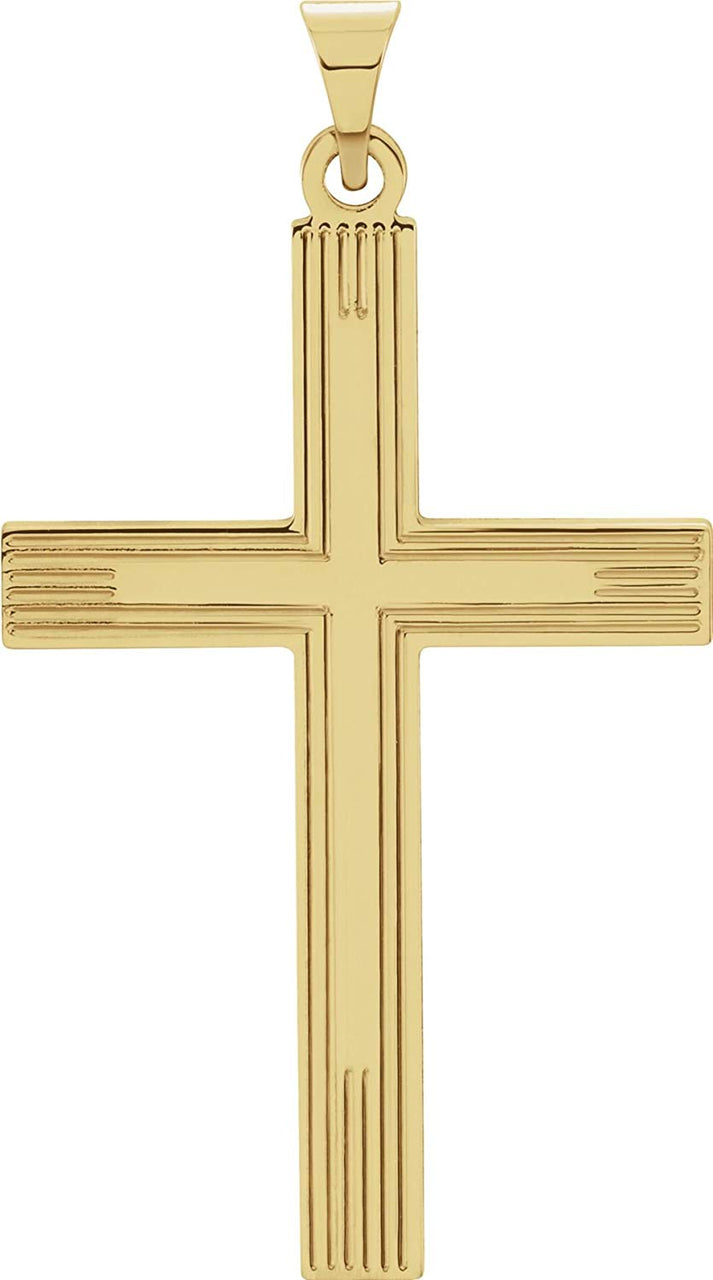 Cross with Embossed Cross Inside the Cross 14k Yellow Gold Pendant