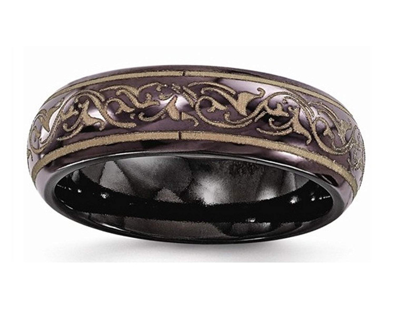 Rain Collection Black Ti Anodized Copper 6mm Domed Band