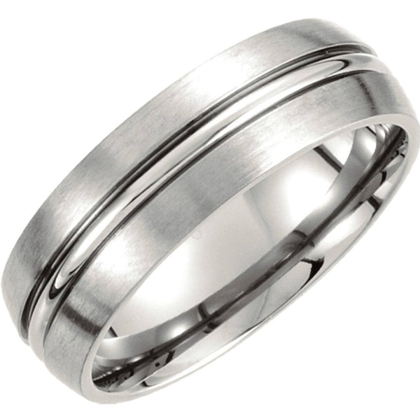 Titanium 7mm Grooved & Satin Finished Band