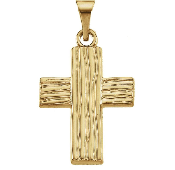 Rugged Cross Brushed 10k Yellow Gold Pendant (13X10 MM)