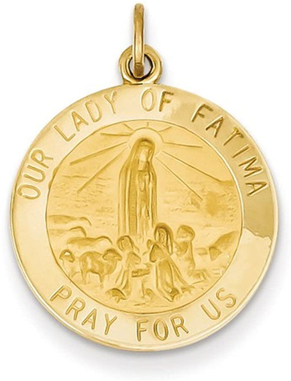 14k Yellow Gold Our Lady of Fatima Medal Pendant (25X19MM)