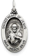Sterling Silver Antiqued Sacred Heart of Jesus Medal (26X14MM)