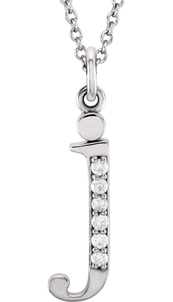 Diamond Initial 'j' Lowercase Letter Rhodium-Plate 14k White Gold Pendant Necklace, 16" (.03 Ctw GH, I1)