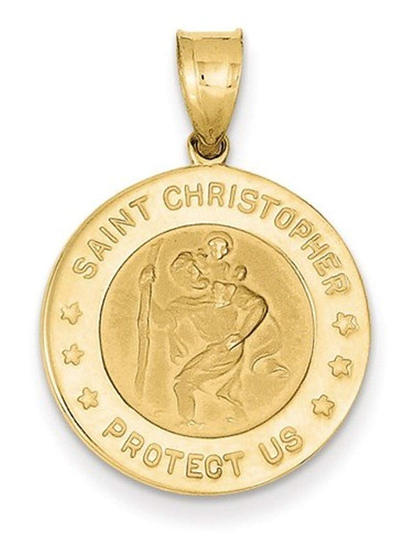14k Yellow Gold St. Christopher Medal Charm Pendant (28X19 MM)
