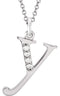 Diamond Initial 'y' Lowercase Letter Rhodium-Plate 14k White Gold Pendant Necklace, 16" (.025 Ctw GH, I1)
