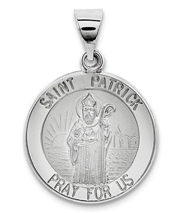 Rhodium-Plated 14k White Gold St. Patrick Medal Pendant (22X19MM)