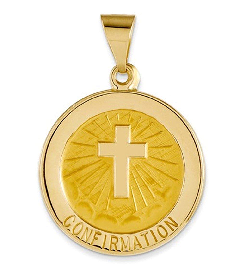 14k Yellow Gold Confirmation Medal Round Pendant (27X19MM)