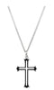 Black Enameled Fleury Sterling Silver Cross Pendant Necklace, 18" (25.00 X 15.75 MM)