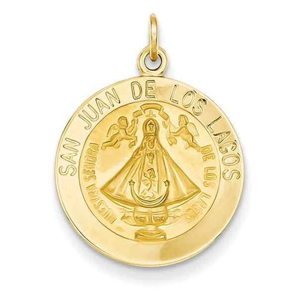 14k Yellow Gold Our Lady Of San Juan Medal Pendant (24X18MM)
