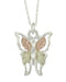 Butterfly Pendant Necklace, Sterling Silver, 12k Green and Rose Gold Black Hills Gold Motif, 18''