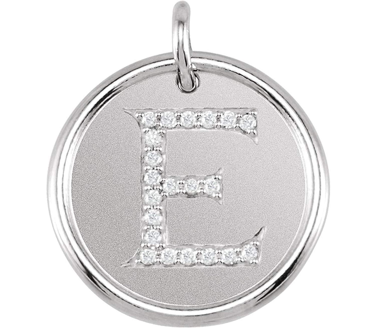Diamond Initial "E" Pendant, Rhodium-Plated 14k White Gold (0.1 Ctw, Color GH, Clarity I1)