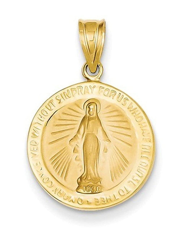 14k Yellow Gold Miraculous Medal Pendant (23X15MM)