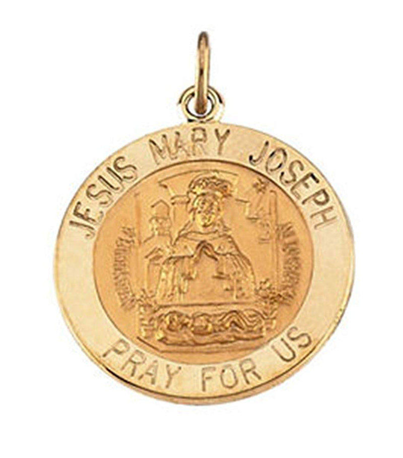 14k Yellow Gold Round Jesus, Mary and Joseph Medal (12 MM)