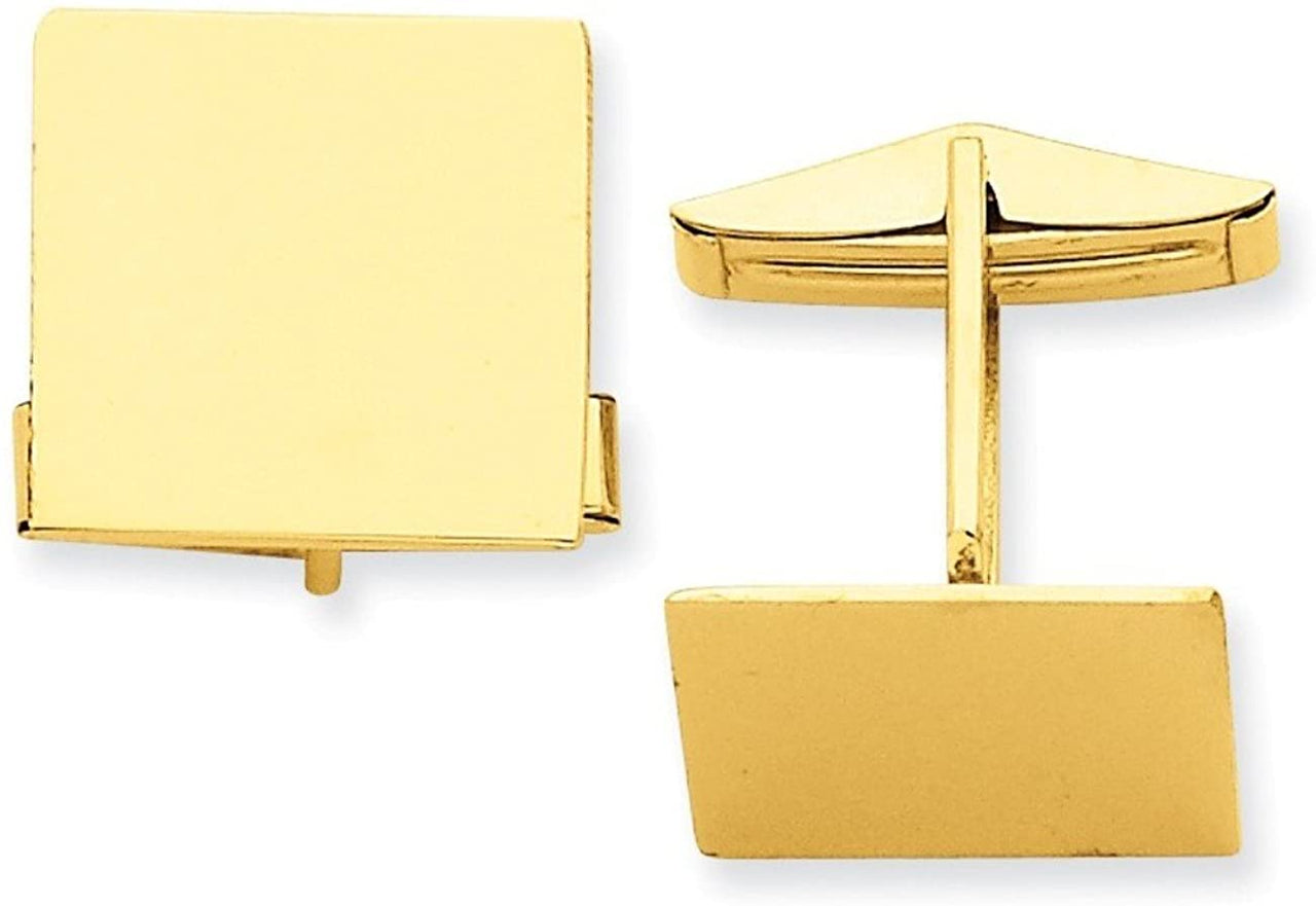14k Yellow Gold Square Cuff Links, 17MM