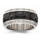 Edward Mirell Titanium and Black Titanium Inlay Fancy Design 11mm Wedding Band
