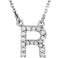 Diamond Initial 'R' Rhodium Plate 14K White Gold (1/6 Cttw, GH Color, l1 Clarity), 16.25"