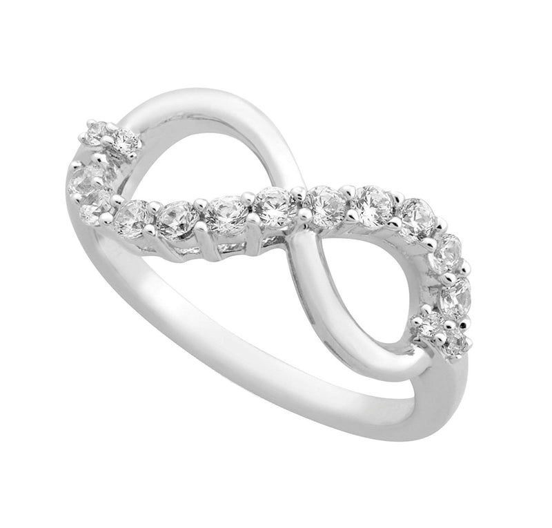 Infinity CZ Rhodium Plated Sterling Silver Ring