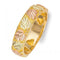 Women's Thin Wedding Band, 10k Yellow Gold, 12k Green and Rose Gold Black Hills Gold Motif, Size 9