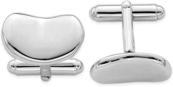 Italian Rhodium-Plated Sterling Silver Wave Design Cuff Links, 20X12 Millimeters