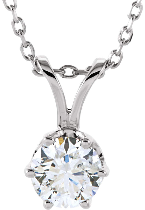 Diamond Solitaire Pendant Necklace, Rhodium Plate 14k White Gold, 18" (1/2 Ctw, GH Color, I1 Clarity)