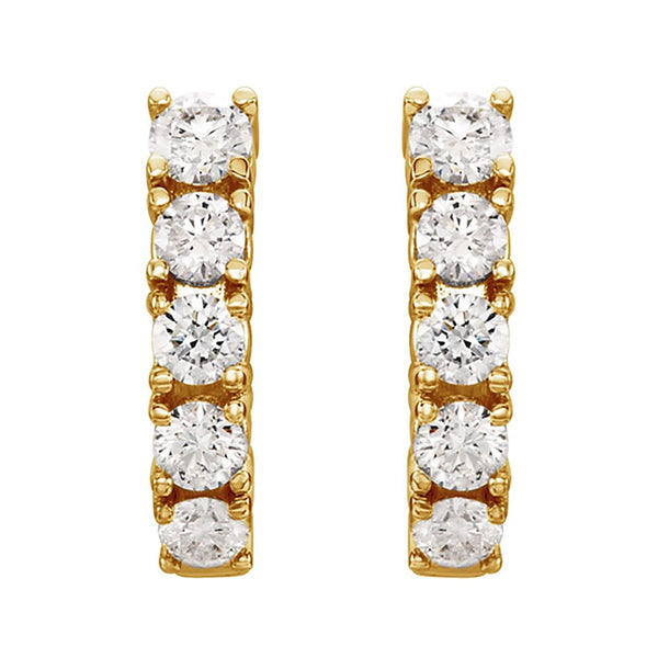 Diamond J-Hoop Earrings, 14k Yellow Gold (1 1/2 Ctw, Color G-H, Clarity I1)