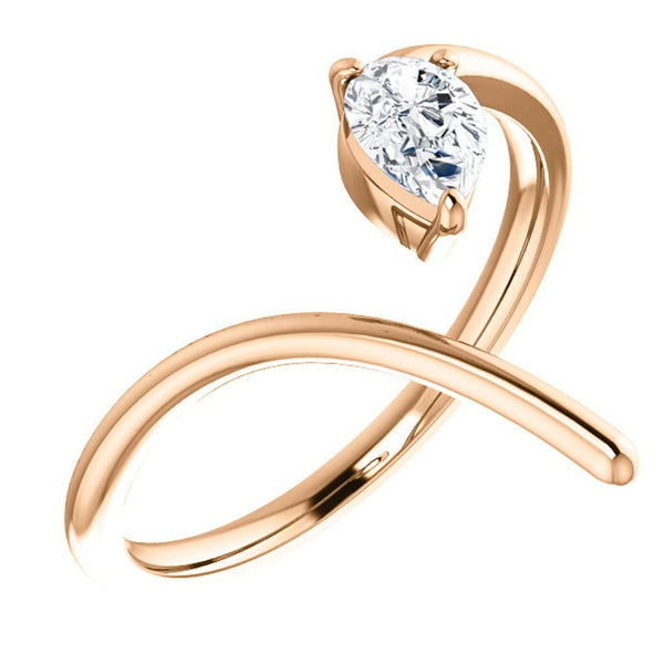 Pear Diamond Negative Space Ring, 14k Rose Gold, Size 6