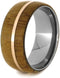 Bamboo 14k Rose Gold Pinstripe 9mm Comfort-Fit Titanium Wedding Band, Size 13