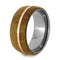 Bamboo 14k Rose Gold Pinstripe 9mm Comfort-Fit Titanium Wedding Band