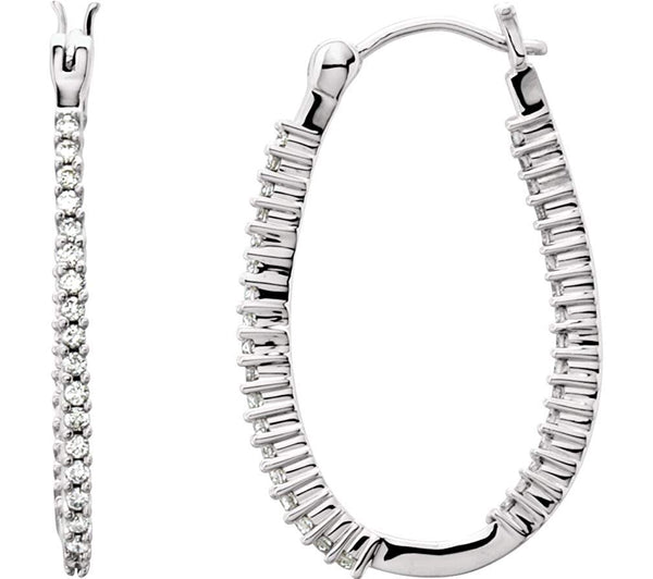 Diamond Inside-Outside Hoop Earrings, 14k White Gold (1 Ctw, Color G-H, Clarity I1 )