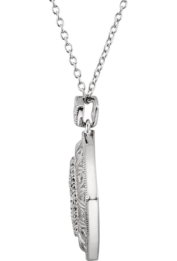 24-Stone Diamond Filigree Pendant Necklace, Sterling Silver, 18" (1/6 Ctw)