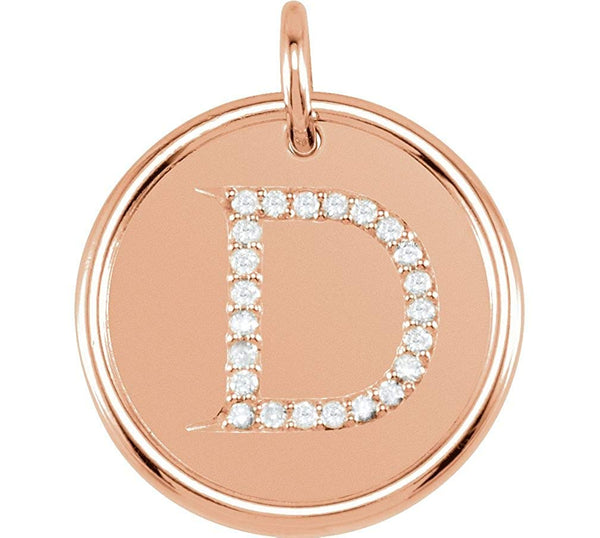 Diamond Initial "D" Pendant, 14k Rose Gold (0.1 Ctw, Color GH, Clarity I1)