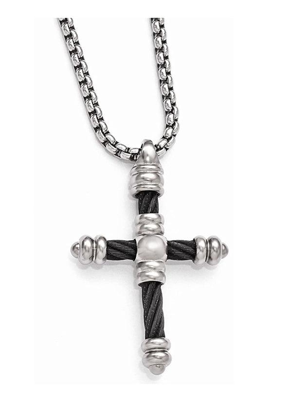 Edward Mirell Titanium Cable Cross Pendant Necklace, 20"