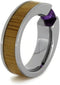 Tension Set Antique Amethyst Bamboo 6mm Comfort-Fit Titanium Wedding Band, Size 9.5