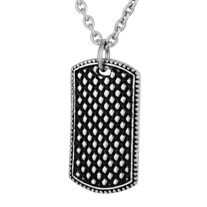 Men's Antiquing Bubble Dog Tag Pendant Necklace, Stainless Steel, 24"